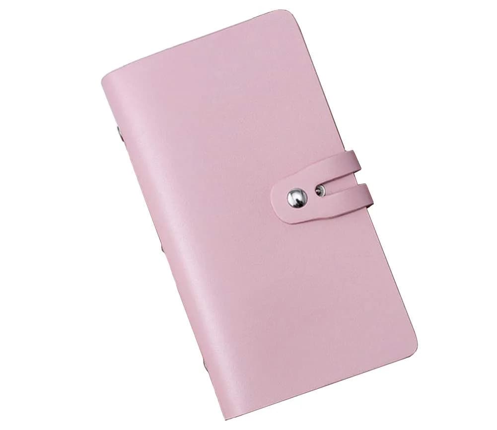 JERLA Pink RFID Credit Card Holder Book with 96 Slots - Genuine PU Leather Organizer for Women - main product image