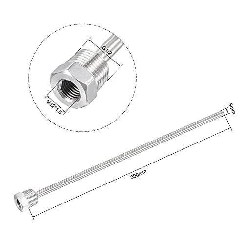 uxcell 8mm Dia G1/2 Thermowell Stainless Steel 304 300mm Length | Weldless Thermowell for Beer Fermenter thumbnail 2