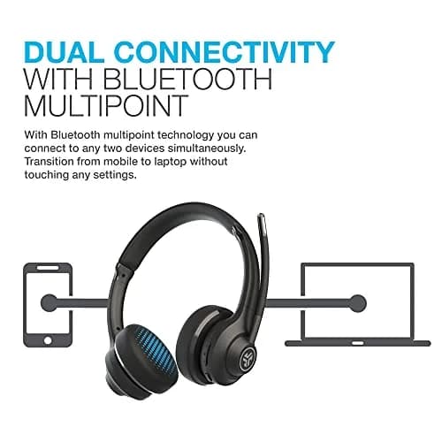 JLab Go Work Wireless Headset with Microphone | 45+ Hour Playtime, Bluetooth Multipoint, Wired/Wireless thumbnail 2