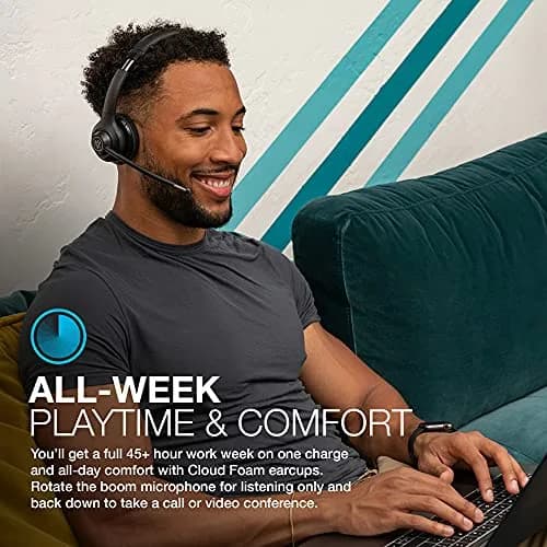 JLab Go Work Wireless Headset with Microphone | 45+ Hour Playtime, Bluetooth Multipoint, Wired/Wireless thumbnail 3