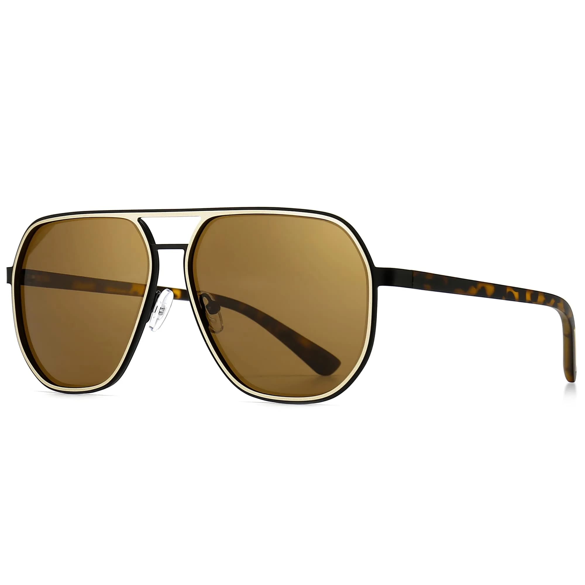 SUNGAIT Polygon Aviator Sunglasses for Men Polarized UV Protection | Trendy Square Sun Glasses — Amber/Brown