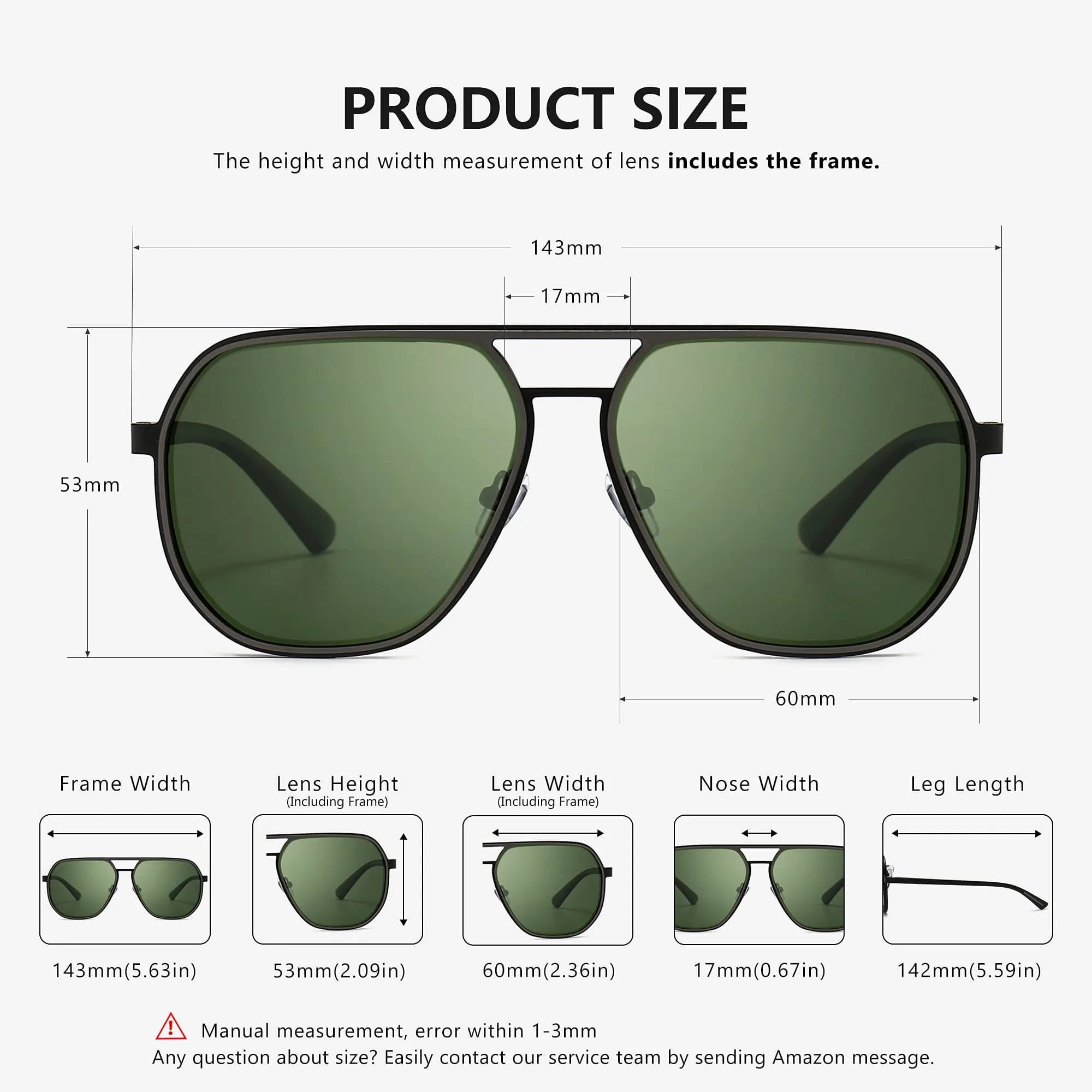 SUNGAIT Polygon Aviator Sunglasses for Men Polarized UV Protection | Trendy Retro Square Shades (53mm/60mm) thumbnail 4