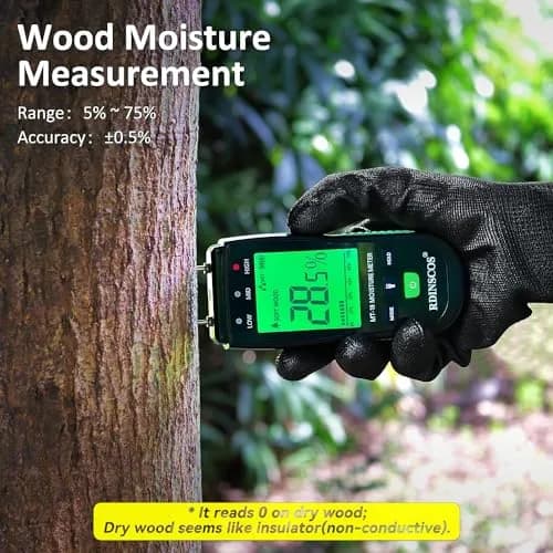 RDINSCOS Pin-Type Wood Moisture Meter with Backlit LCD & Extra Pins | 12cm (4.72in) Length thumbnail 2