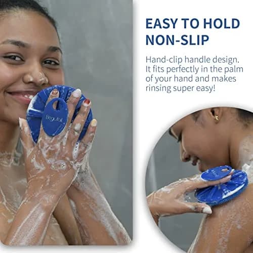 BEAUTAIL Silicone Body Scrubber Blue 1 Pc | Gentle Exfoliating Shower Brush for Sensitive Skin thumbnail 4