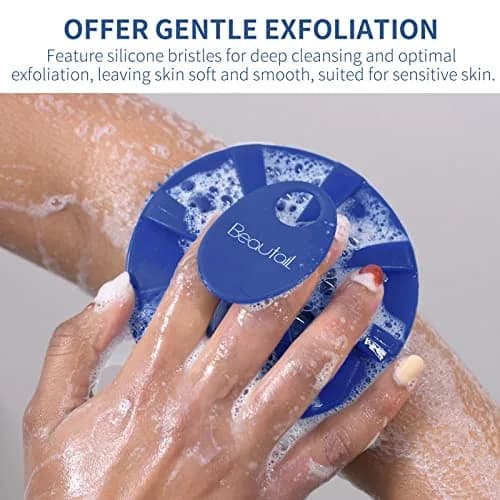 BEAUTAIL Silicone Body Scrubber Blue 1 Pc | Gentle Exfoliating Shower Brush for Sensitive Skin thumbnail 3