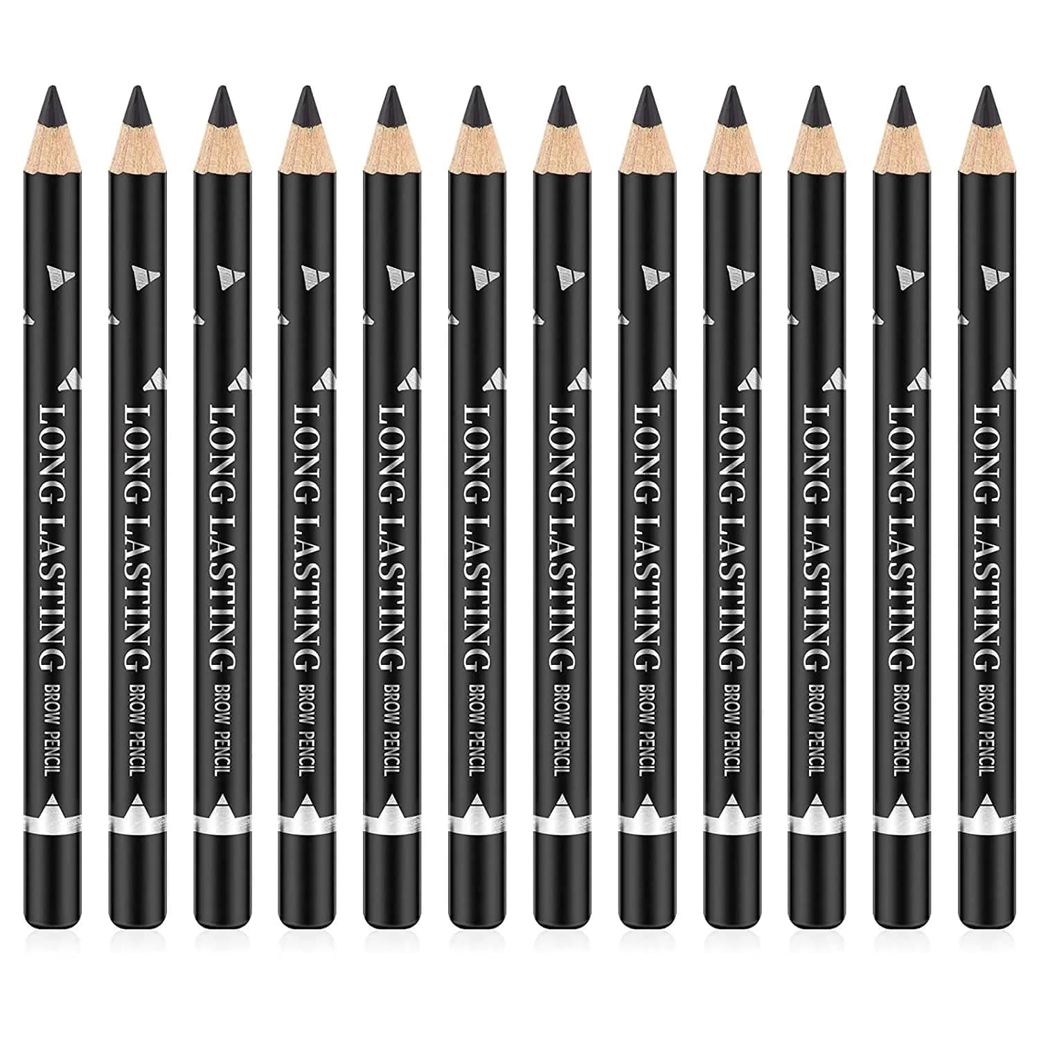 Go Ho Eyebrow & Eye Liner Pencil Set | Sweatproof, Long-lasting, 3 Colors (Black, Brown, Dark Brown) — Black