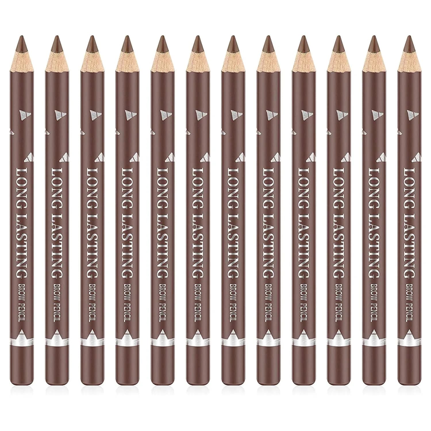 Go Ho 12 PCS White Eyebrow Eyeliner Pencils | Sweatproof, Long-lasting, Matte White — Medium Brown