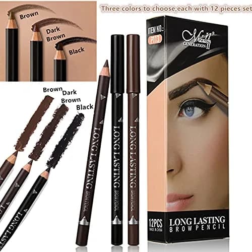 Go Ho 12 PCS Brown Eyebrow Eyeliner Pencils | Sweatproof, Long-lasting, Medium Brown thumbnail 6