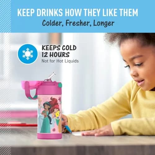THERMOS FUNTAINER Princess Water Bottle with Straw, 355ml (12oz) | Keeps Drinks Cold for 12 Hours thumbnail 5