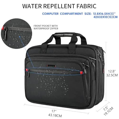 VANKEAN Expandable Waterproof Laptop Briefcase Fits Up to 17.3" | Lightweight & Durable for Travel thumbnail 5