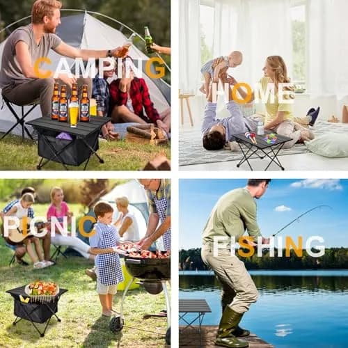 Audoyon Foldable Camping Side Table Black | Ultralight Aluminum Roll-Up Table with Carry Bag (16 inch Small) thumbnail 6