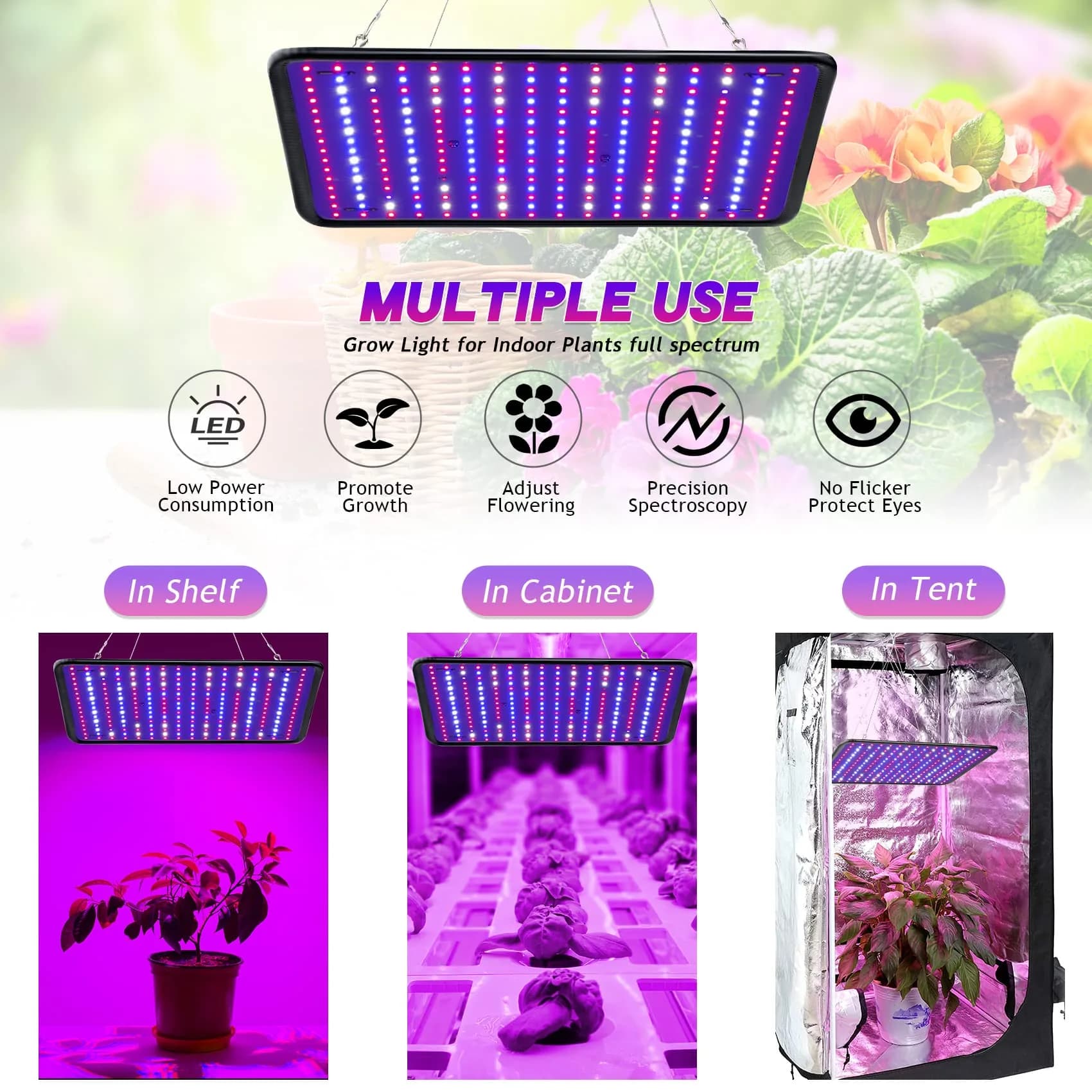 SERWING 200W LED Grow Light Full Spectrum, Plant Growing Lamp 25cm (9.8in) | 256 LEDs for Indoor Plants, Greenhouse, Grow Tent, Hydroponics - view 5