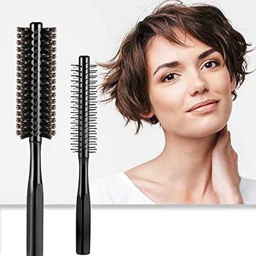 Geiserailie Black Round Hair Comb Set | 2-Piece Wooden Handle with Nylon & Boar Bristles | 21 cm (8.26 inches) thumbnail 5