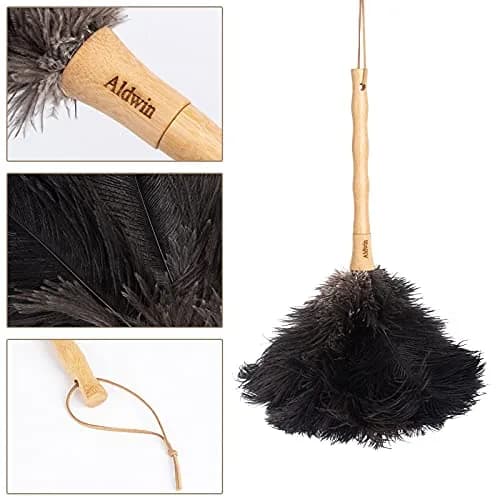 Aldwin Ostrich Feather Dusters for Cleaning, 16 inch Black | Premium Handcrafted Feather Duster with Wooden Handle thumbnail 4