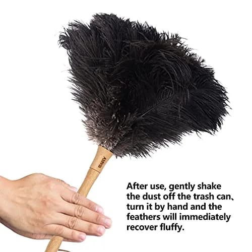 Aldwin Ostrich Feather Dusters for Cleaning, 16 inch Black | Premium Handcrafted Feather Duster with Wooden Handle thumbnail 5
