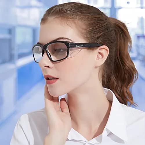 ProtectX Voyager Clear Super Light Safety Glasses | ANSI Z87.1 Rated, Anti-Fog, UV Protection thumbnail 3