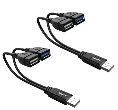 Eanetf Dual USB Splitter Cable 30cm (1ft) | USB 3.0 Female + USB 2.0 Female thumbnail 1
