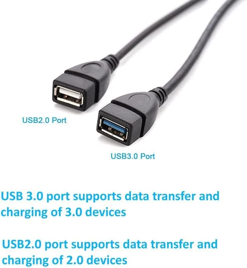 Eanetf Dual USB Splitter Cable 30cm (1ft) | USB 3.0 Female + USB 2.0 Female - view 2