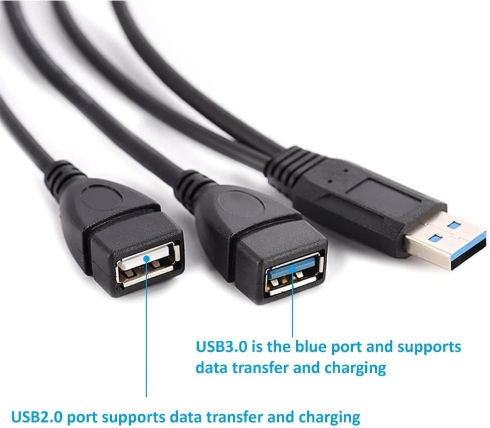 Eanetf Dual USB Splitter Cable 30cm (1ft) | USB 3.0 Female + USB 2.0 Female - view 3