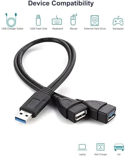 Eanetf Dual USB Splitter Cable 30cm (1ft) | USB 3.0 Female + USB 2.0 Female thumbnail 4