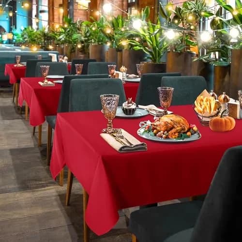 sancua 2 Pack Red Tablecloths 60x102 Inch | Perfect for 6ft Tables, Wrinkle-Free & Durable thumbnail 2