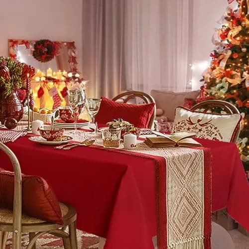 sancua 2 Pack Red Tablecloths 60x102 Inch | Perfect for 6ft Tables, Wrinkle-Free & Durable thumbnail 3