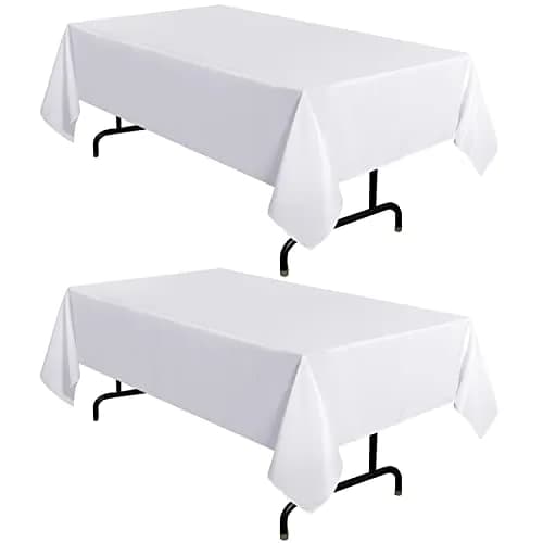 sancua 2 Pack White Table Cloth 60x120 Inch | Perfect for 8ft Rectangle Tables thumbnail 1