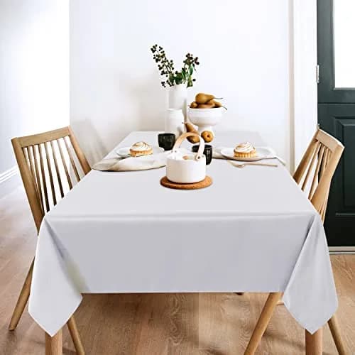 sancua 2 Pack White Table Cloth 60x120 Inch | Perfect for 8ft Rectangle Tables thumbnail 2