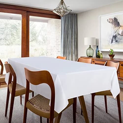 sancua 2 Pack White Table Cloth 60x120 Inch | Perfect for 8ft Rectangle Tables thumbnail 3