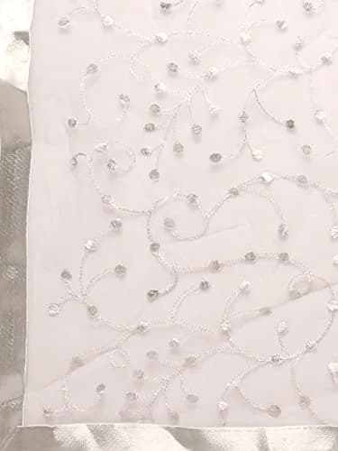 DUPATTA BAZAAR Embroidered Silver Net Dupatta 2.4 m (2.6 yd) | Elegant Indian Ethnic Wear Accessory thumbnail 6