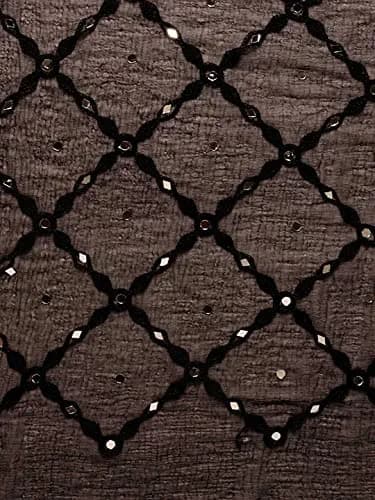 DUPATTA BAZAAR Women's Black Embroidered Chiffon Dupatta with Mirror Work | Elegant & Breathable thumbnail 6
