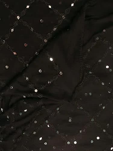 DUPATTA BAZAAR Women's Black Embroidered Chiffon Dupatta with Mirror Work | Elegant & Breathable thumbnail 2