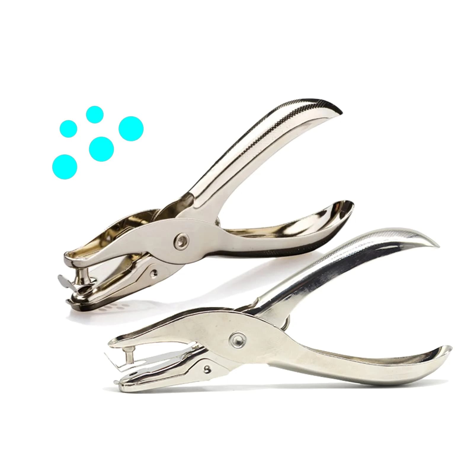 RUIFYRAY Small Single Hole Punch 1/4" & 1/8" Circle Shaped Metal Puncher (2-Pack, Silver) | 8-Sheet Capacity — 1/4 and 1/8