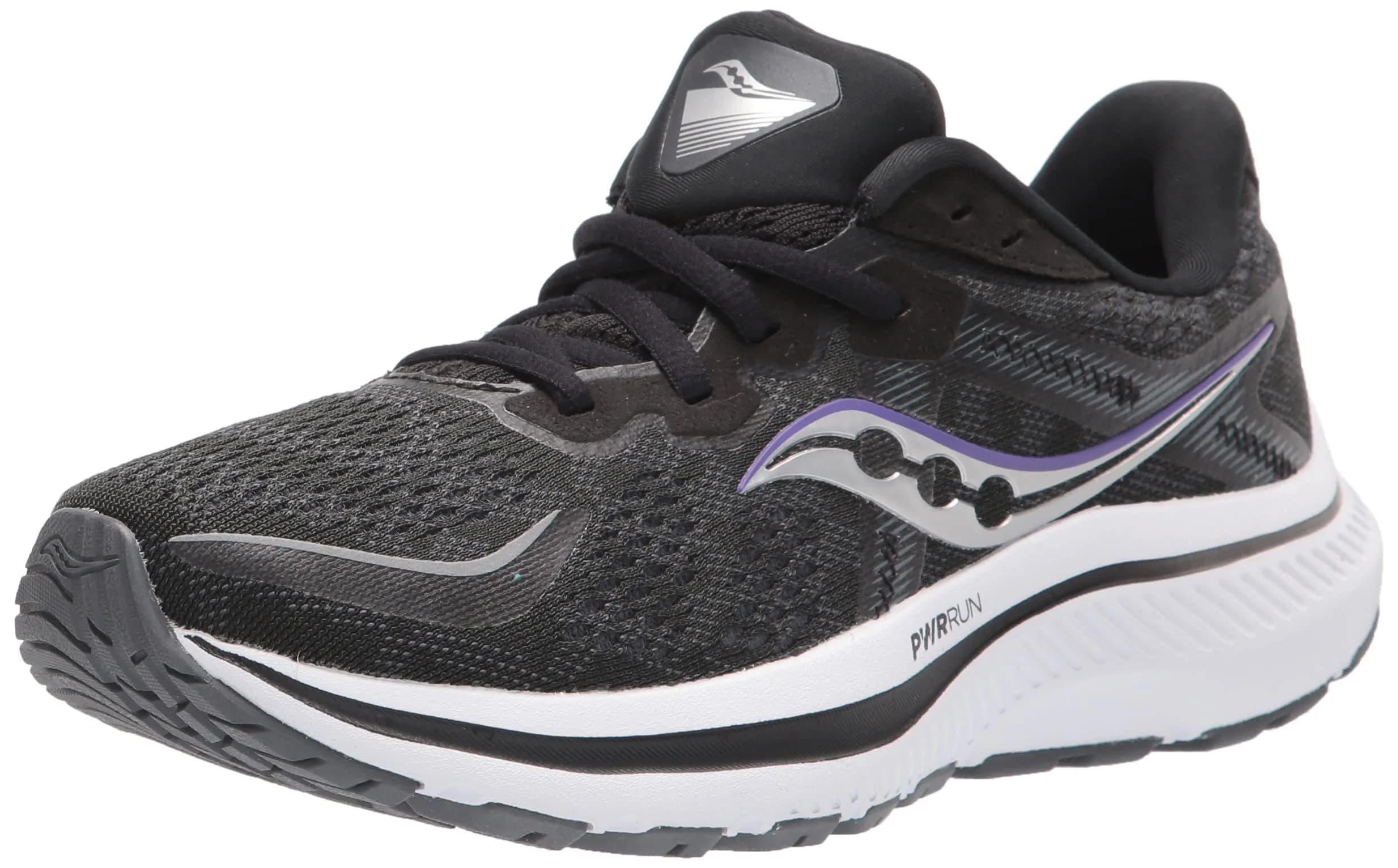 Saucony Women's Omni 20 Running Shoe, Black/White, 6 Wide | Supportive, Cushioned & Stable for Road Running