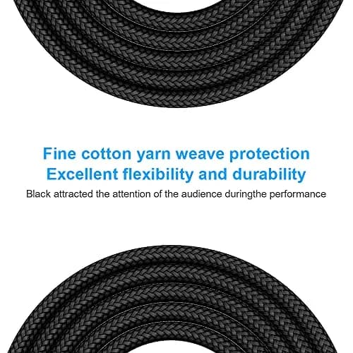 New Bee Guitar Cable 1.8m (6ft) Black | Low Noise High Fidelity Balanced XLR Cable thumbnail 5