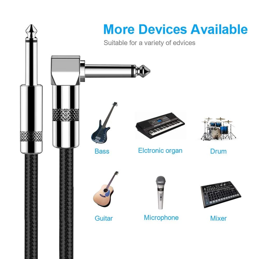 New Bee Guitar Cable 1.8m (6ft) Black | Low Noise High Fidelity Balanced XLR Cable - view 2