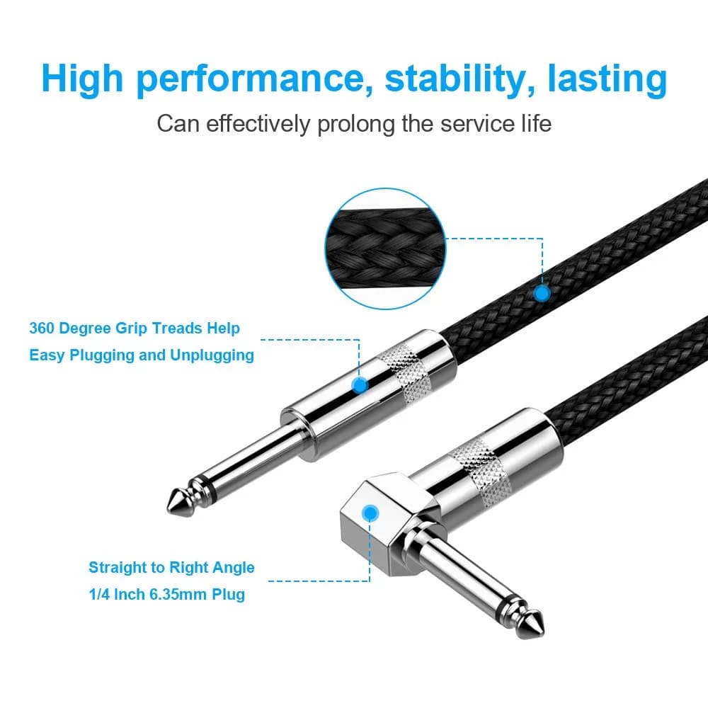New Bee Guitar Cable 1.8m (6ft) Black | Low Noise High Fidelity Balanced XLR Cable - view 3