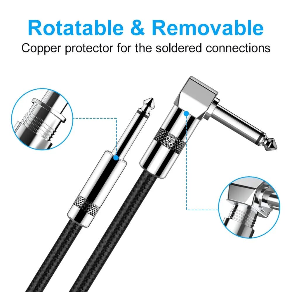 New Bee Guitar Cable 1.8m (6ft) Black | Low Noise High Fidelity Balanced XLR Cable - view 4