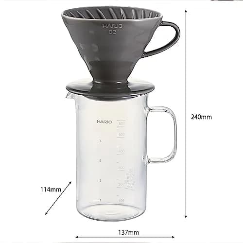 HARIO V60 Glass Coffee Server & Dripper Set 600ml (20.3 fl oz) | Handmade Arita-yaki Ceramic Dripper thumbnail 2