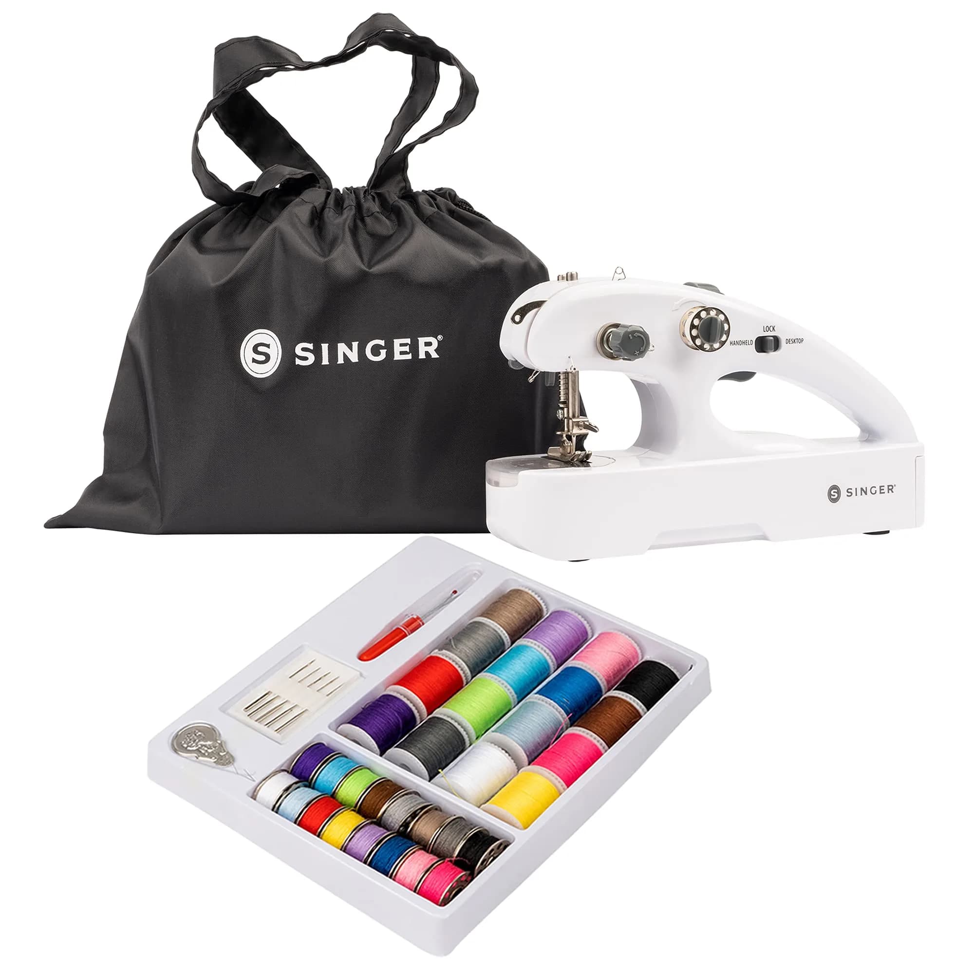 SINGER Stitch Quick+™ Portable Cordless Handheld Mending Machine Bundle | Compact, Battery-Powered Sewing Solution for On-the-Go Repairs