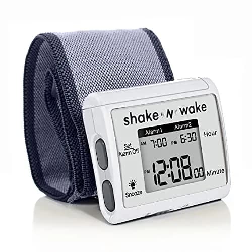 Tech Tools Shake N Wake Vibrating Alarm Clock with Wristband - Silent Wearable Watch - Dual Alarms - White thumbnail 1
