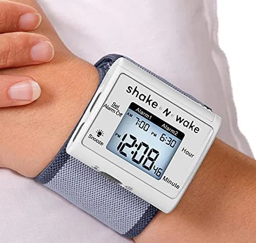 Tech Tools Shake N Wake Vibrating Alarm Clock with Wristband - Silent Wearable Watch - Dual Alarms - White thumbnail 2