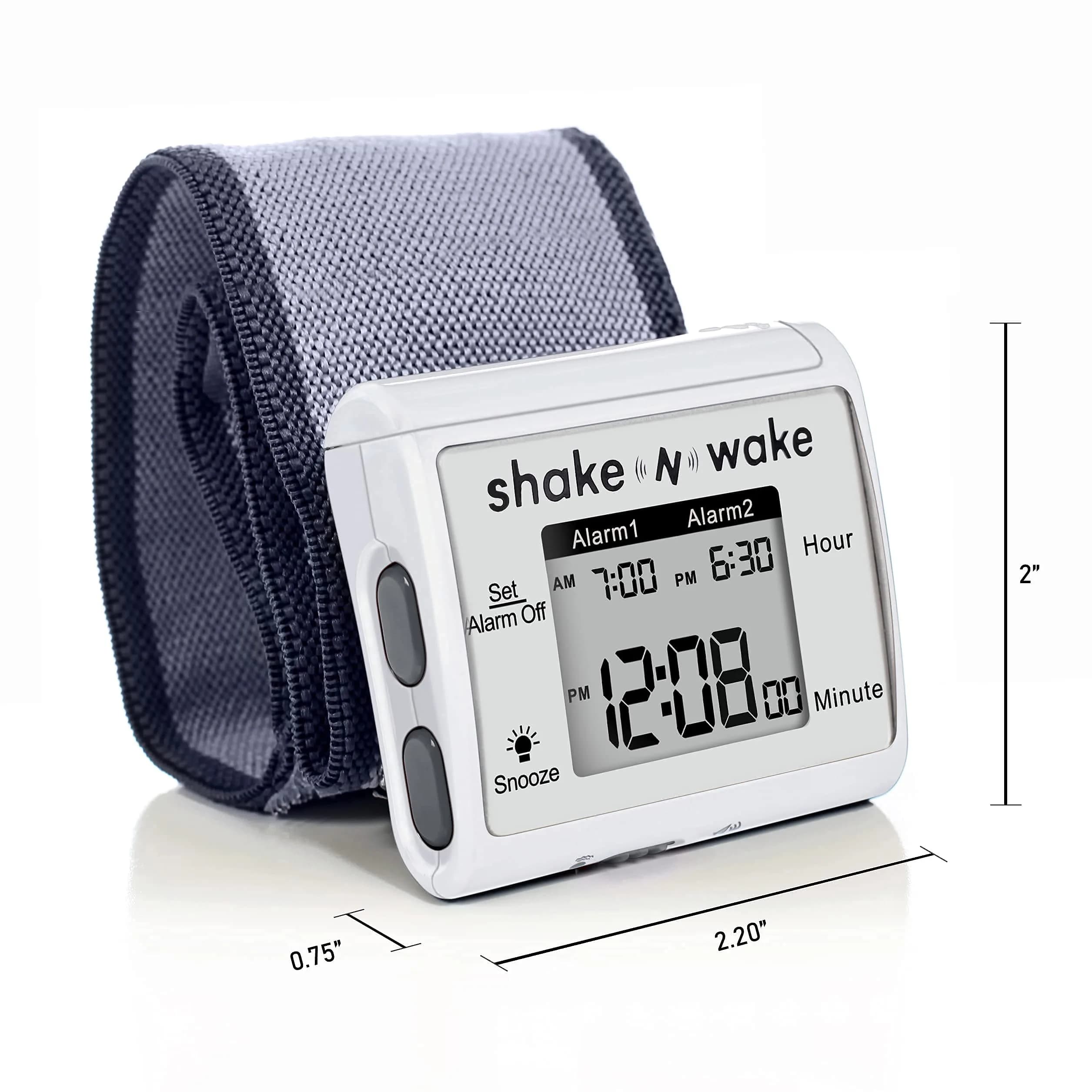 Tech Tools Shake N Wake Vibrating Alarm Clock with Wristband - Silent Wearable Watch - Dual Alarms - White - view 3