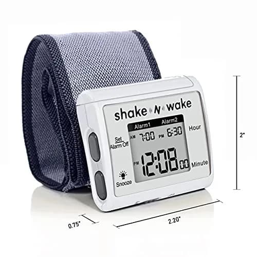 Tech Tools Shake N Wake Vibrating Alarm Clock with Wristband - Silent Wearable Watch - Dual Alarms - White thumbnail 3