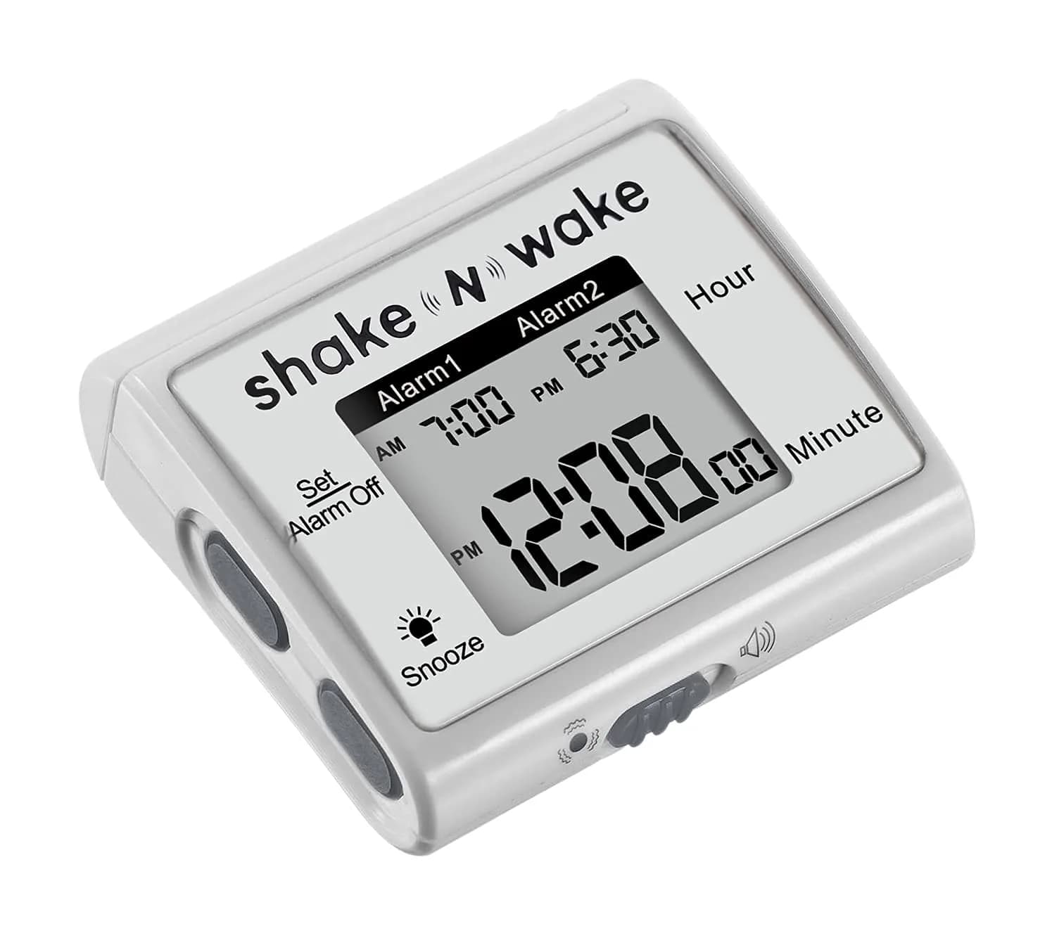 Tech Tools Shake N Wake Vibrating Alarm Clock with Wristband - Silent Wearable Watch - Dual Alarms - White - view 4