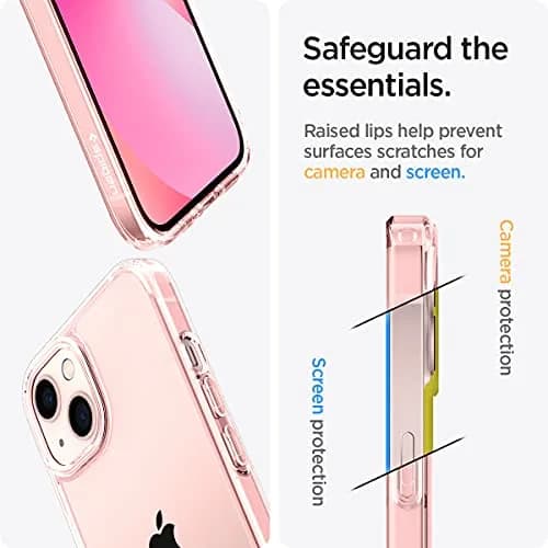 Spigen Ultra Hybrid for iPhone 13 Mini Case, Rose Crystal | Hybrid TPU & PC Back, Crystal Clear, Raised Bezel, Easy Press Buttons thumbnail 6