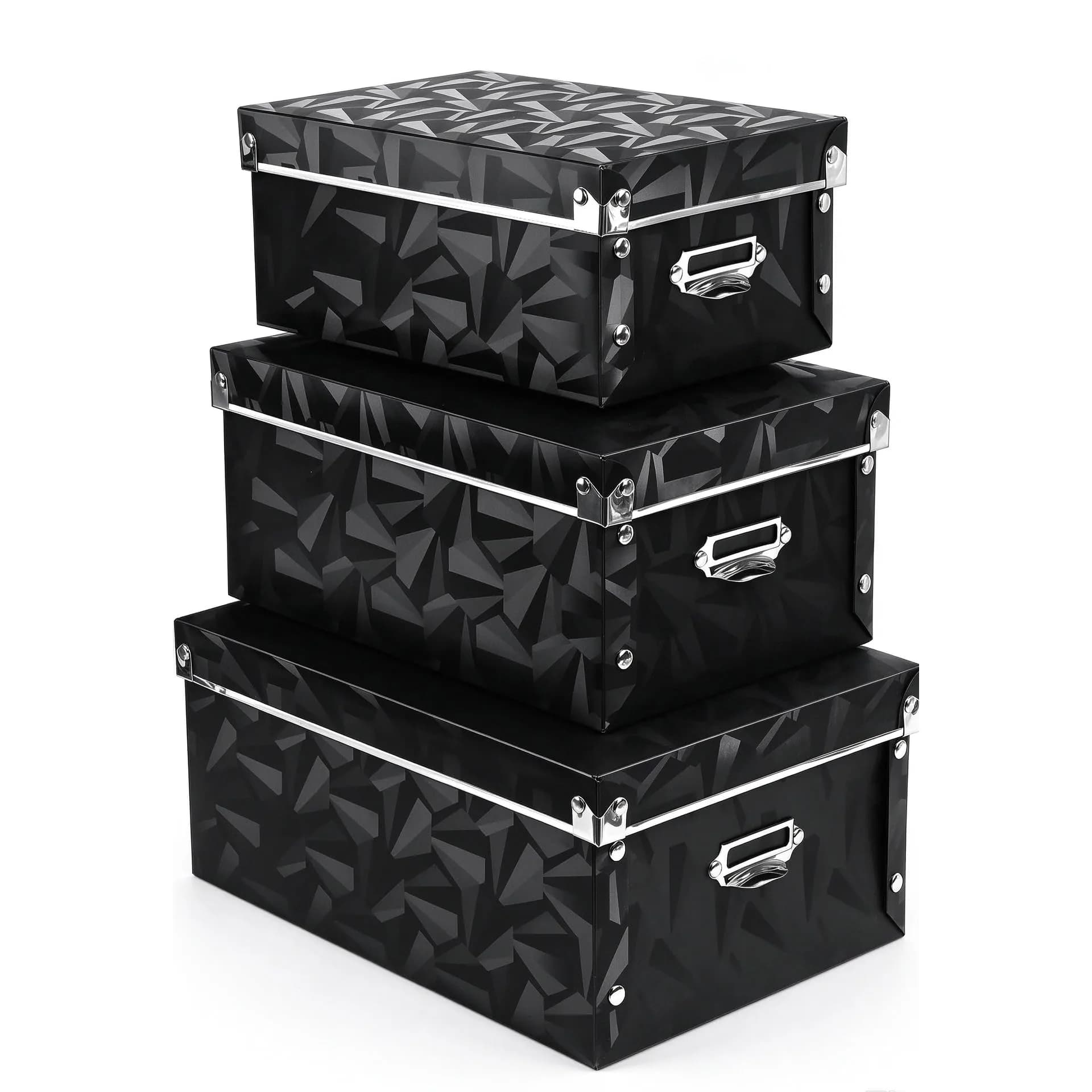 XUCHUN Foldable Storage Boxes with Lids 3 Pack | Collapsible Plastic Bins for Clothes, Books, Office