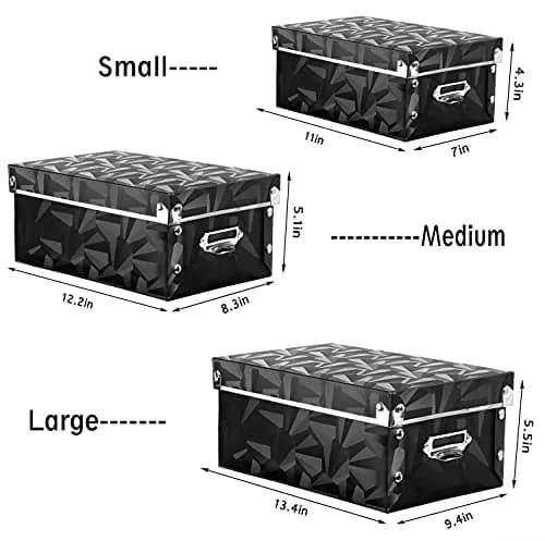 XUCHUN Foldable Storage Boxes with Lids 3 Pack | Collapsible Plastic Bins for Clothes, Books, Office thumbnail 4