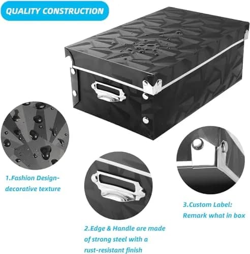 XUCHUN Foldable Storage Boxes with Lids 3 Pack | Collapsible Plastic Bins for Clothes, Books, Office thumbnail 3
