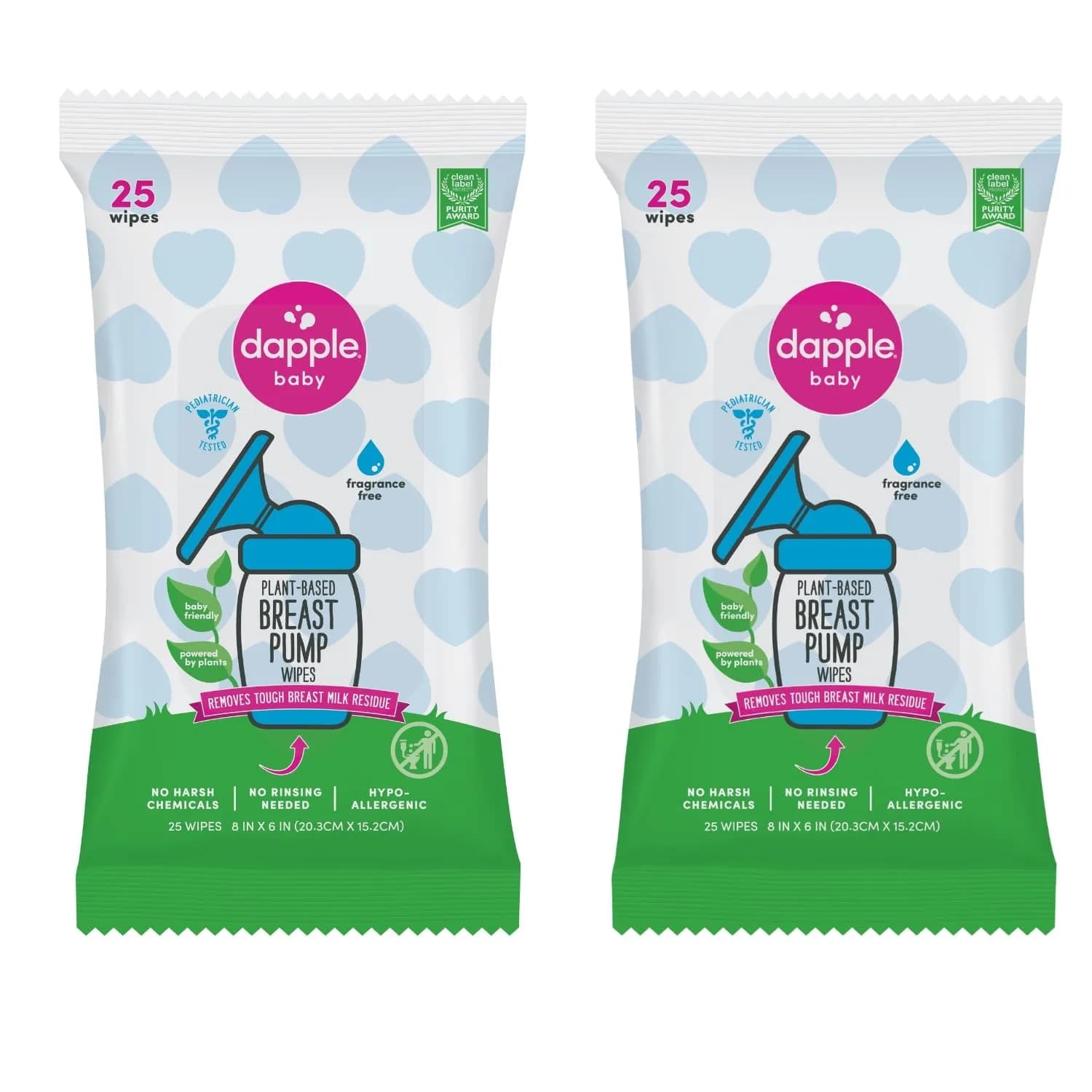 Dapple Plant-Powered Breast Pump Wipes Pouch, 50 Count (25 Count x 2 Pack) | Hypoallergenic & Fragrance-Free for Breast Pump Parts, Bottles, Pacifiers - main product image